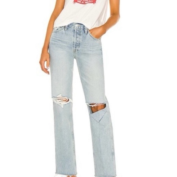 🤍 RE/DONE // 90s High Rise Loose • Breezy Indigo with Rips - Picture 2 of 15